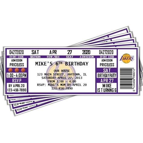 Printable Lakers Tickets